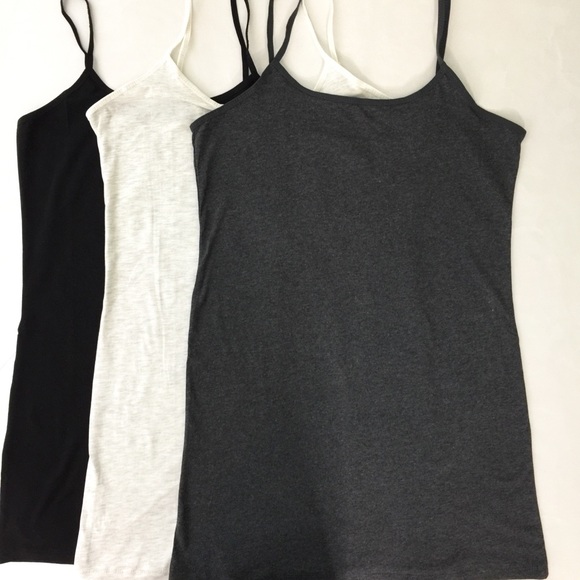 Active Basic Tops - NEW 2X Plus Size LONG LENGTH Cami Tank Set 3 Pc